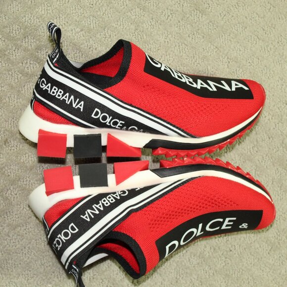 Dolce & Gabbana Mens Size 10 Sorrento Logo Slip On - Red/Black CS1595 AH677 - Picture 3 of 6